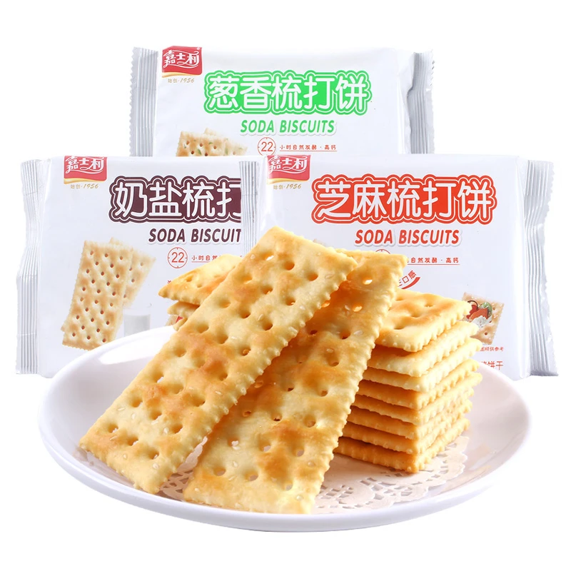 嘉士利芝麻梳打饼干100g*6包葱香奶盐咸味饼干办公室休闲零食小吃