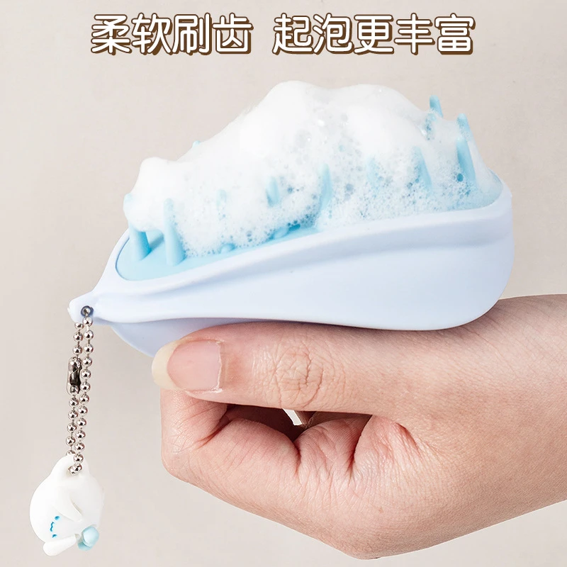日式杨桃按摩止痒洗头梳干湿两用清洁洗发硅胶洗头刷发梳沐浴刷子