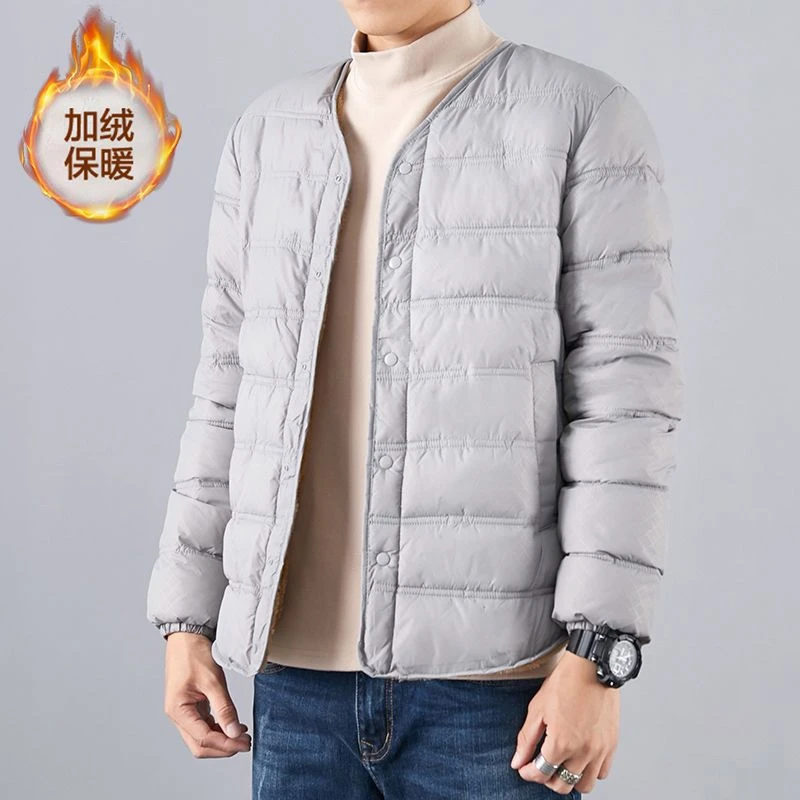 羽绒服男冬加绒加厚羽绒羽绒服修身保暖羊羔绒内胆冬装打底内