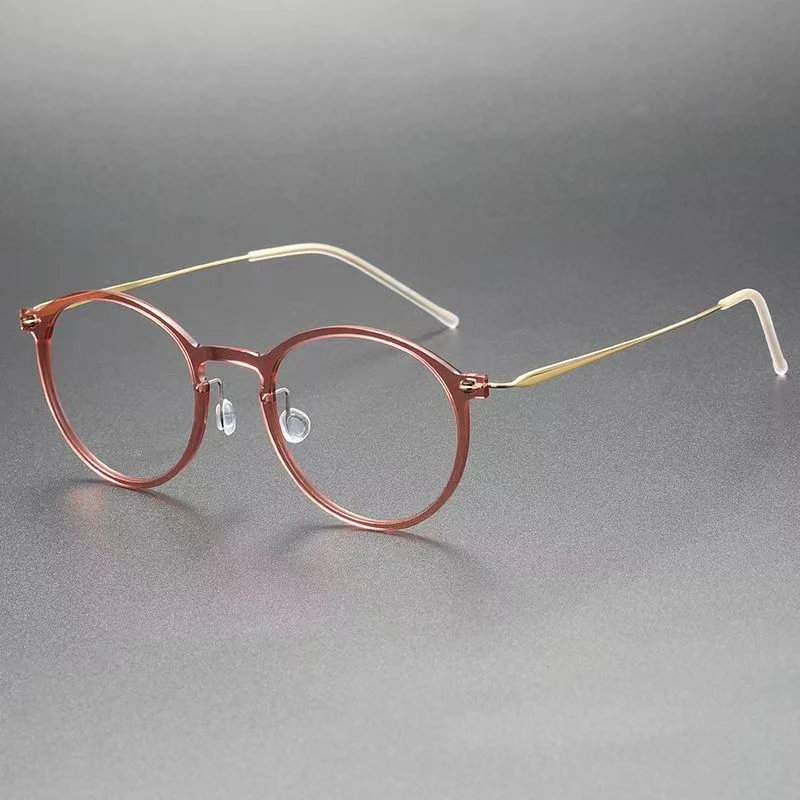 林德框6541平替款平光潮流眼镜复古圆框纯钛超轻时尚百搭男女同款