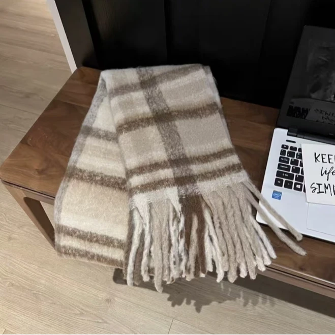 秋冬氛围感拼色围巾