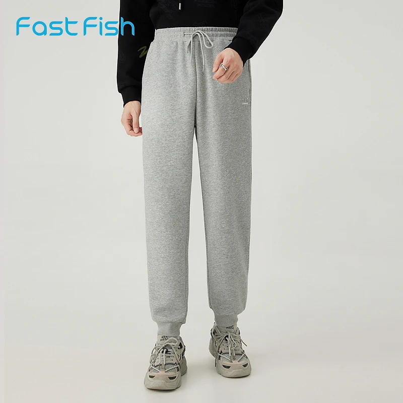 快鱼时尚简约百搭休闲裤男士2024年初春运动束脚裤松紧腰宽松长裤