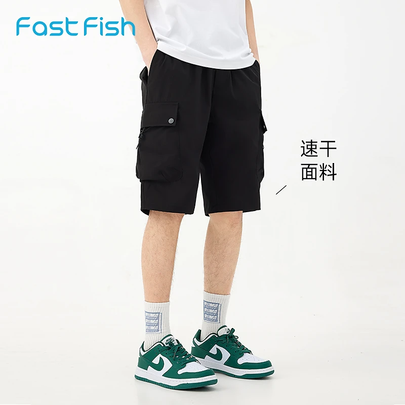 快鱼2023夏季新款男士休闲裤简洁大方户外运动时尚五分裤13K1034