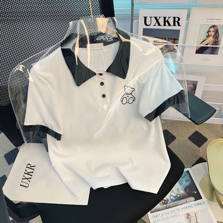女童POLO衫短袖t恤夏2025新款百搭小众设计感洋气时髦中大童上衣