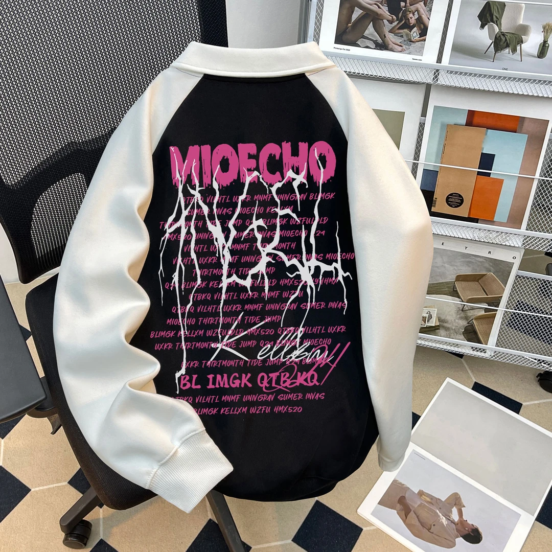 秋冬款男童polo衫翻领卫衣美式潮牌印花男大童8-15岁潮流撞色上衣