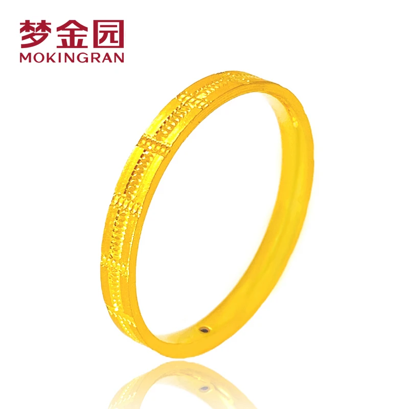 【梦金园】足金999.9 硬金工艺 磨砂竹节纹 素圈戒指百搭款 PB-1117