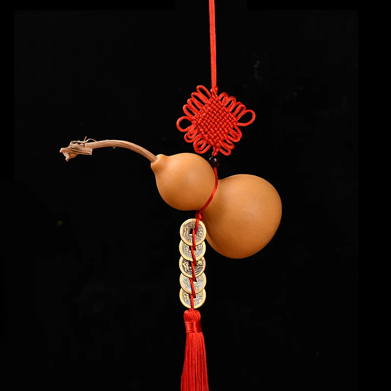 弘吉祥天然葫芦挂件工艺品真葫芦木葫芦摆件五帝钱葫芦门对门挂件