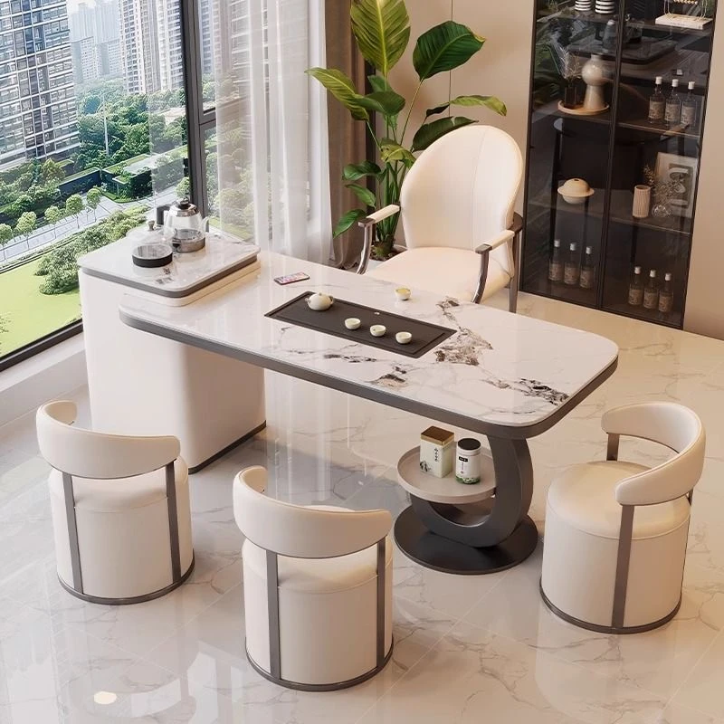 岩板茶桌椅组合一桌五椅办公室功夫茶台茶具茶桌茶台阳台一整套