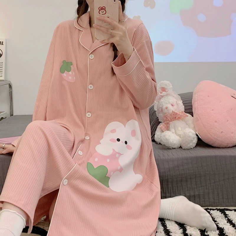 生产服进产房春秋长袖孕妇哺乳睡裙纯棉产妇待产喂奶连衣裙月子裙