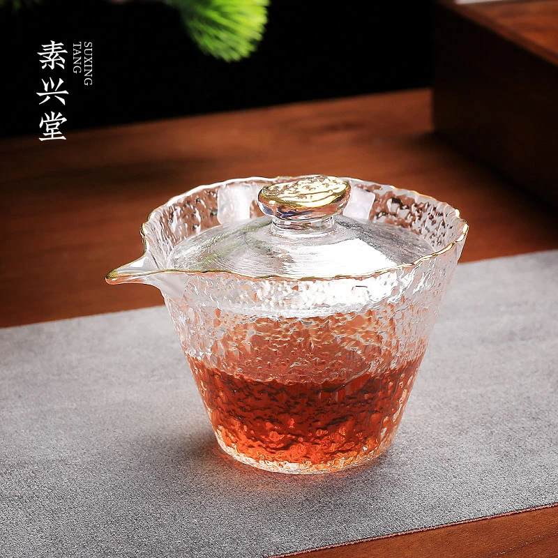 素兴堂盖碗茶杯单个日式琉璃三才泡茶碗家用大号耐热玻璃功夫茶具
