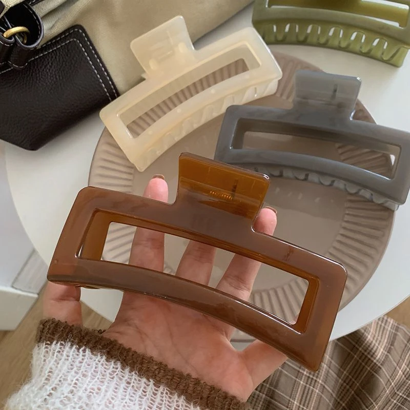 13CM超大号抓夹~果冻色秋冬鲨鱼夹后脑勺盘发ins法式高J感女发夹