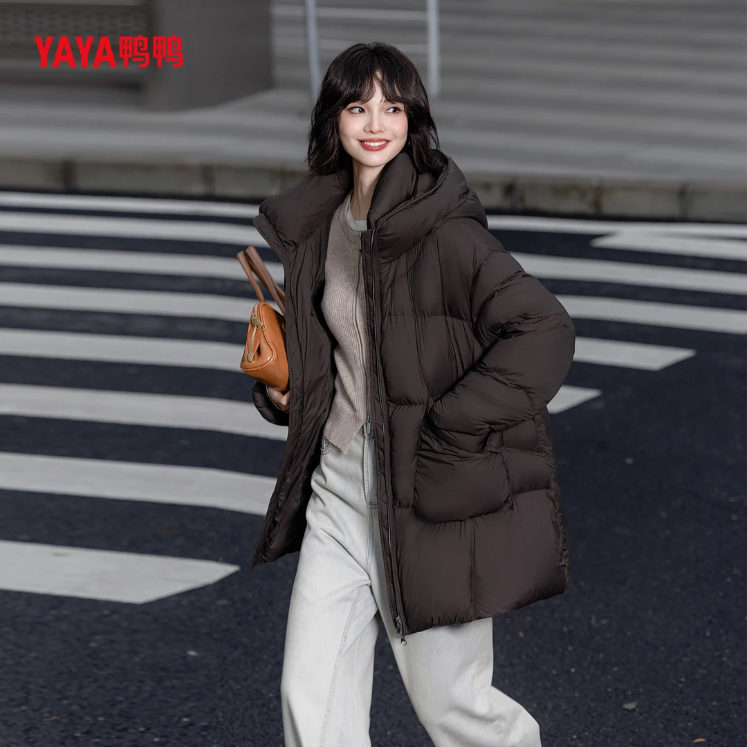 冬季时尚休闲宽松女士白鸭绒中长款羽绒服YE4B616552N