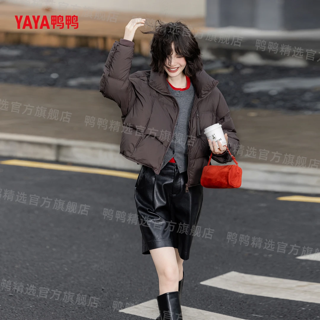 YAYA/鸭鸭冬新款短款休闲时尚百搭潮流百搭90绒羽绒服YE4B619272N
