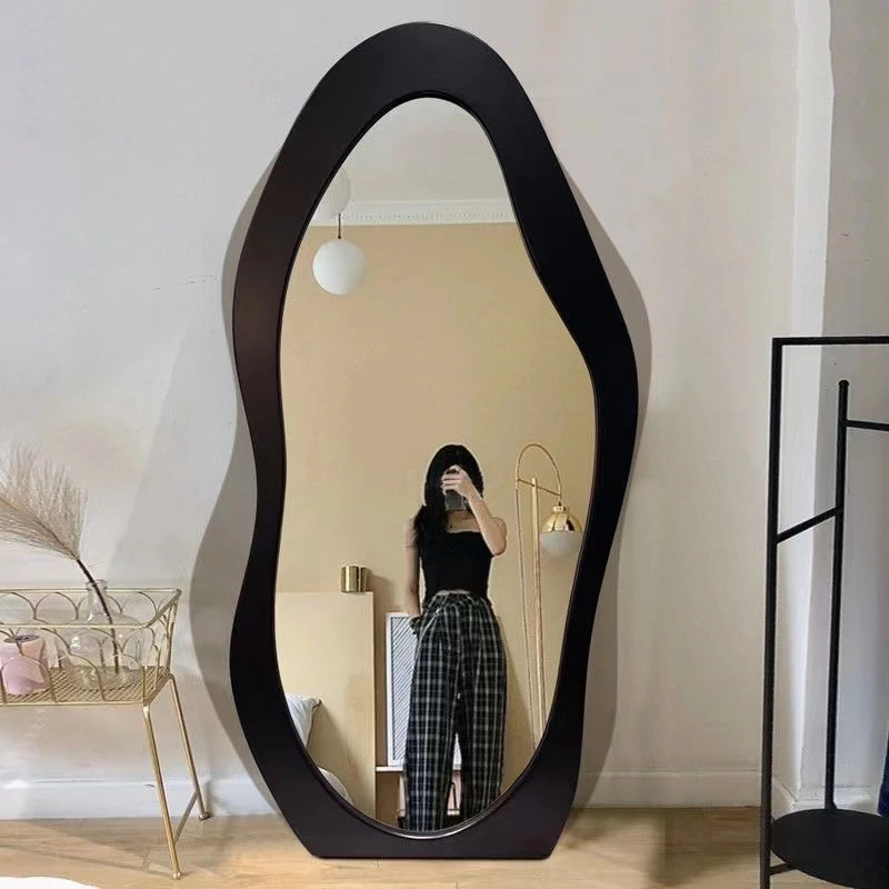 奶油风全身镜落地镜ins北欧试衣镜挂墙卧室客厅异形云朵穿衣镜