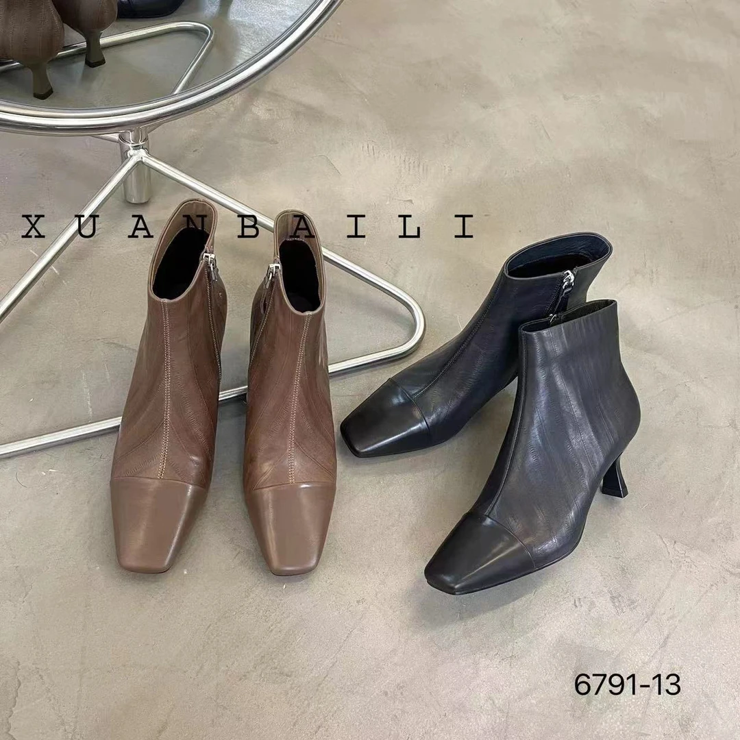 679113广版新款单里高品质细跟4厘米胎牛气质百搭短靴
