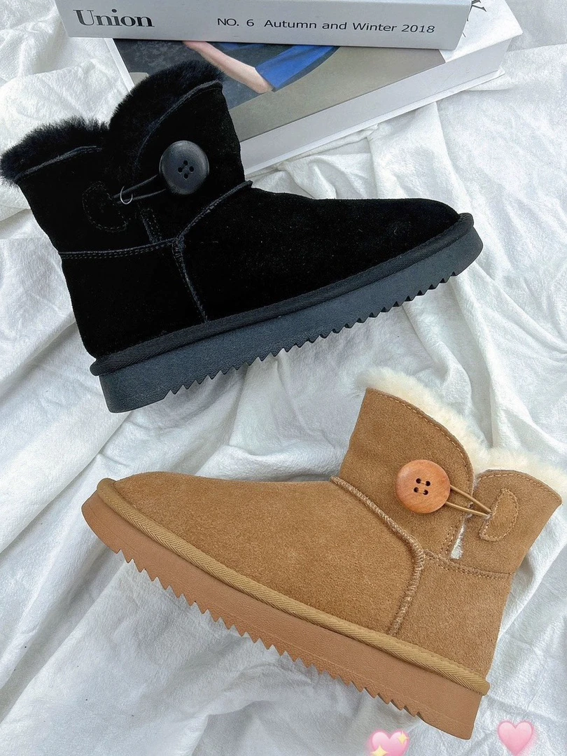 1085802冬季新款高品质磨砂牛皮加厚羊羔毛舒适雪地短靴（闭眼拍）