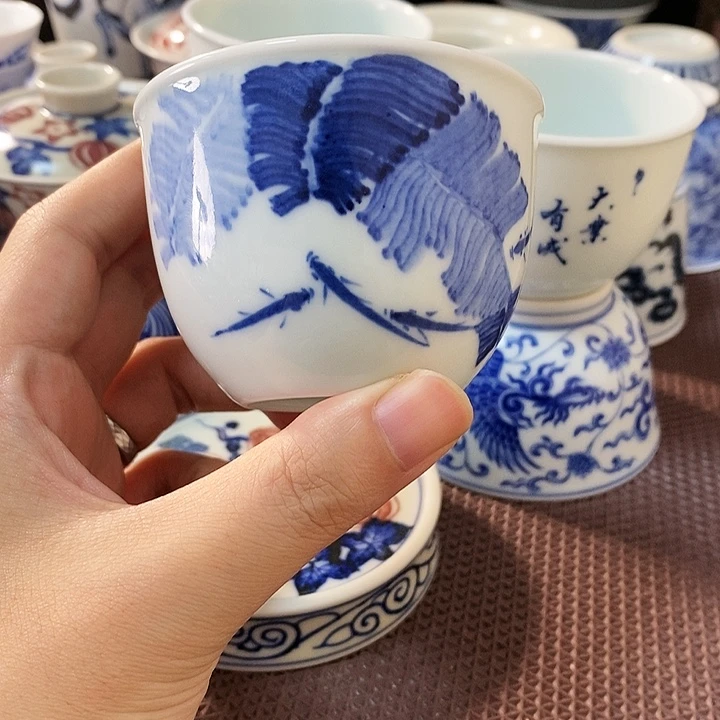 旧****e【微瑕】6个芭蕉叶主人杯