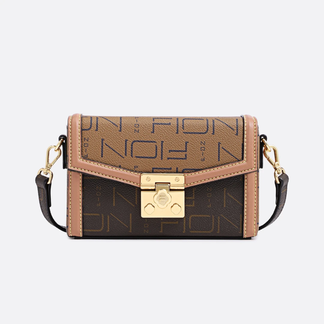 CQ菲安妮时尚印花拼色精致小巧复古小方包FAAFJKW002