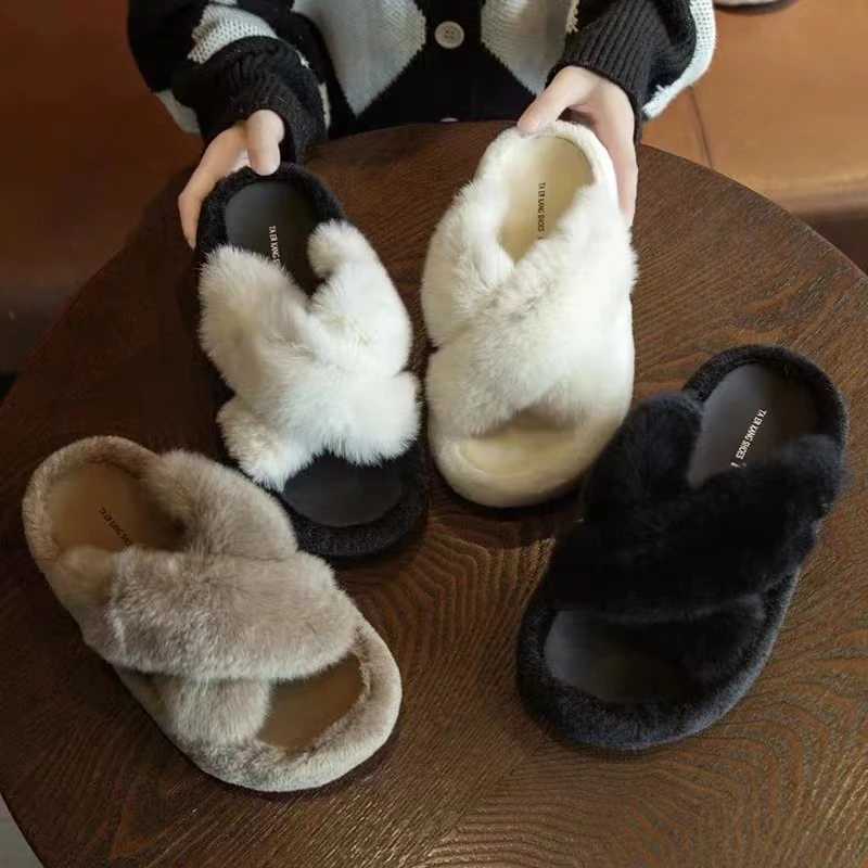 踩屎感毛毛拖鞋女外穿2023秋冬季新款厚底毛绒办公室时尚居家棉拖