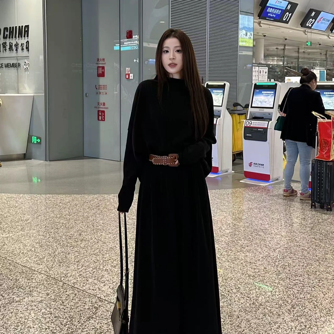 【LINLIN】秋冬新款立领上衣+半身裙长袖时尚复古套装-24091