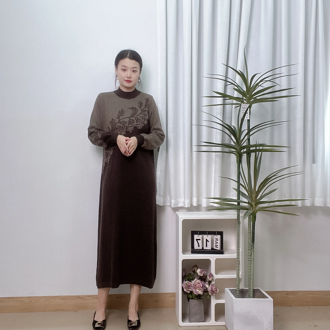 912 秋冬新款 高定轻奢大码百搭简约气质显瘦连衣裙