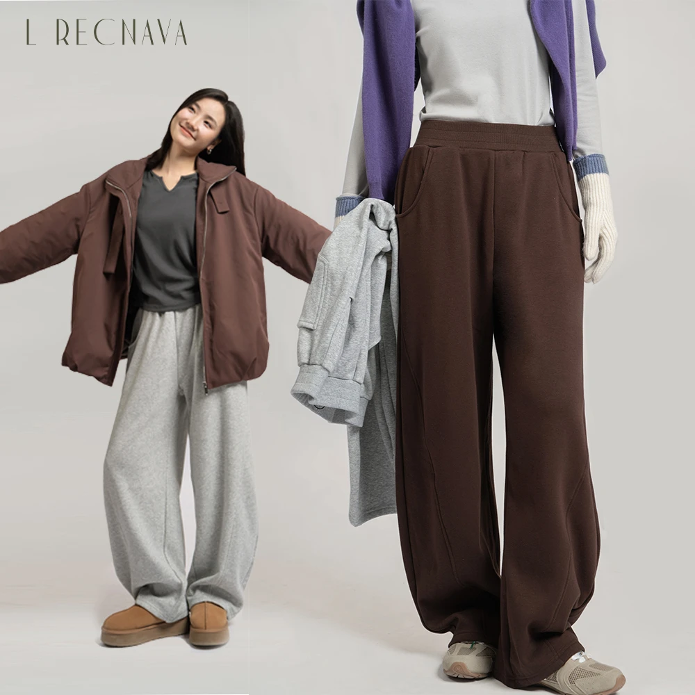 LRECNAVA芮柯纳未 加绒保暖中腰运动宽松休闲香蕉裤秋冬运动长裤