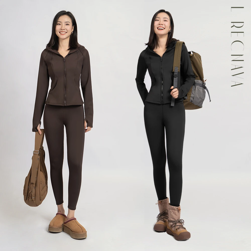 LRECNAVA 芮柯纳未 早春保暖连帽拉链健身运动套装运动休闲外套