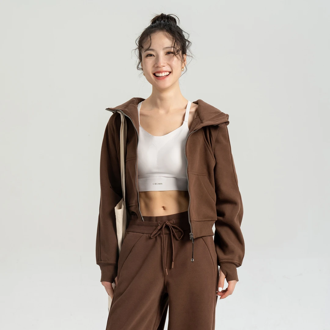 LRECNAVA芮柯纳未 加薄绒防寒保暖宽松运动健身连帽户外上衣