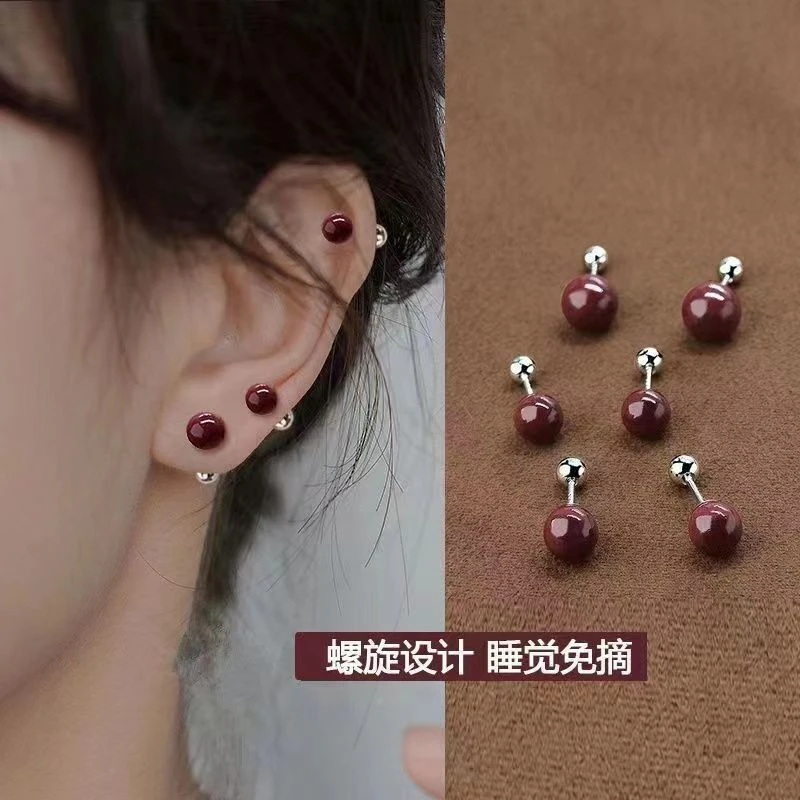 简约设计感耳钉潮气质轻奢高级感螺丝扣耳钉女养耳洞耳骨钉耳饰女