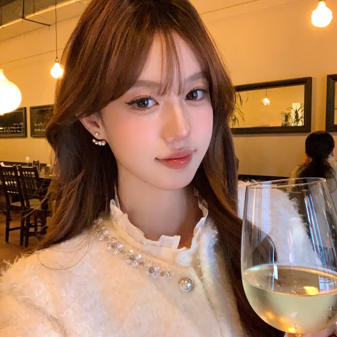 铜合金仿珍珠耳饰 气质后挂式珠珠锆石耳环女法式千金风耳针耳饰