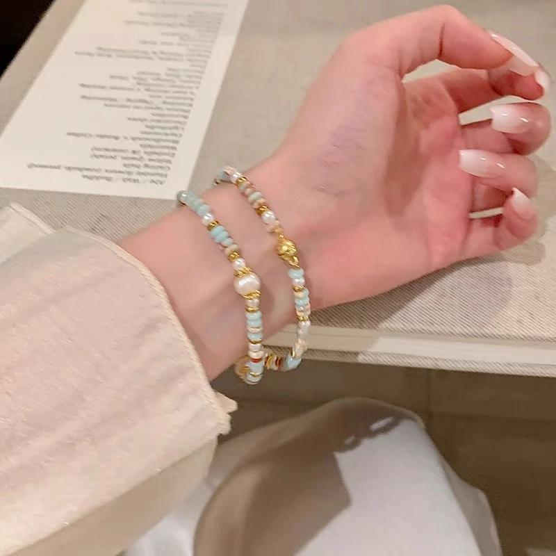 铜合金仿珍珠手链 【小跑同款】夏季磁吸彩色珠珠手链女轻奢手饰