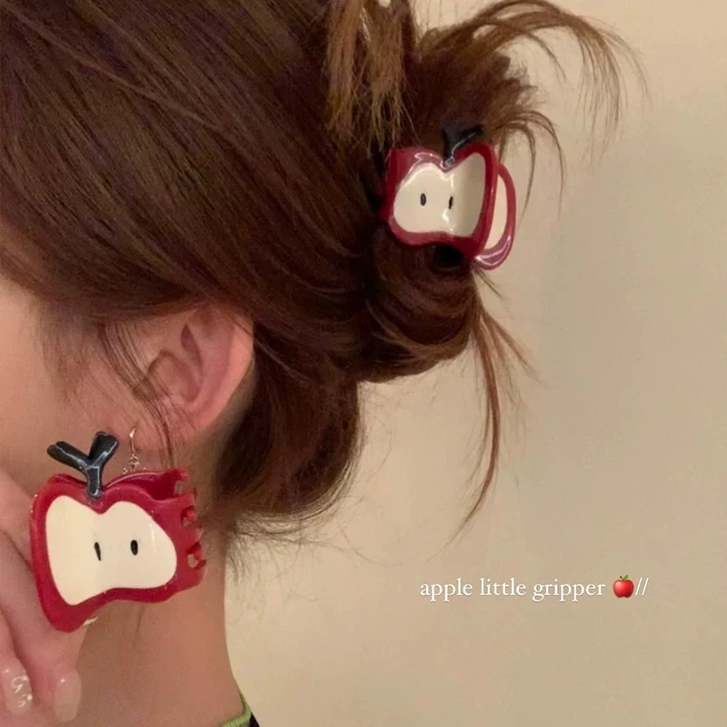 少女心醋酸小苹果抓夹发夹女后脑勺鲨鱼夹网红发饰发卡半抓
