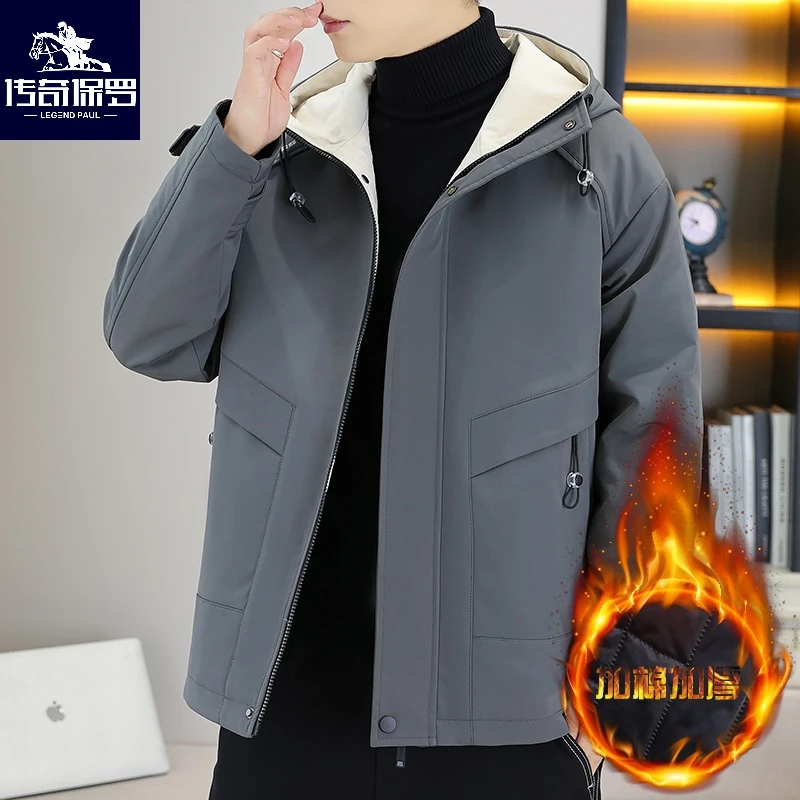 传奇保罗户外冲锋衣好货秋冬加棉棉衣夹克外套男工装棉袄棉服男