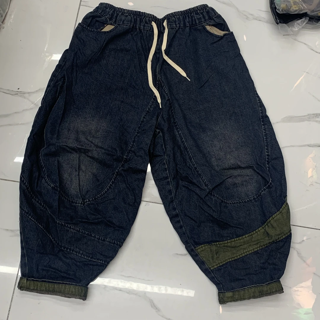 个性时尚百搭潮流夏季牛仔黑色哈伦裤加绒水洗牛仔裤长裤宽松裤子