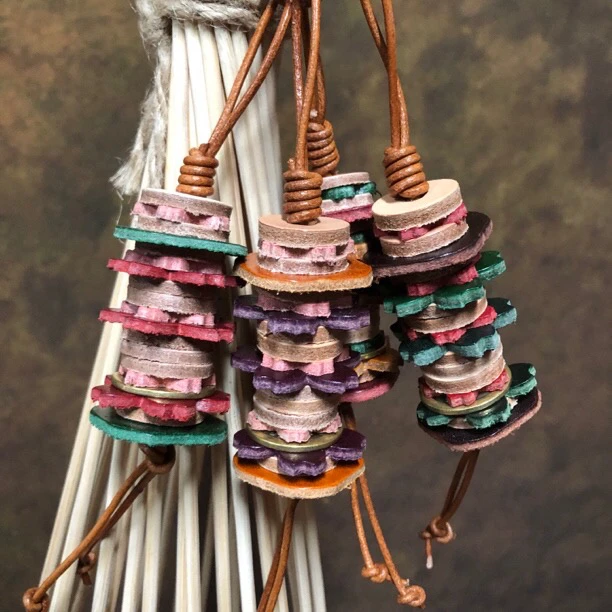 【古道】头层牛皮手工制作“马上有米”前串儿挂件