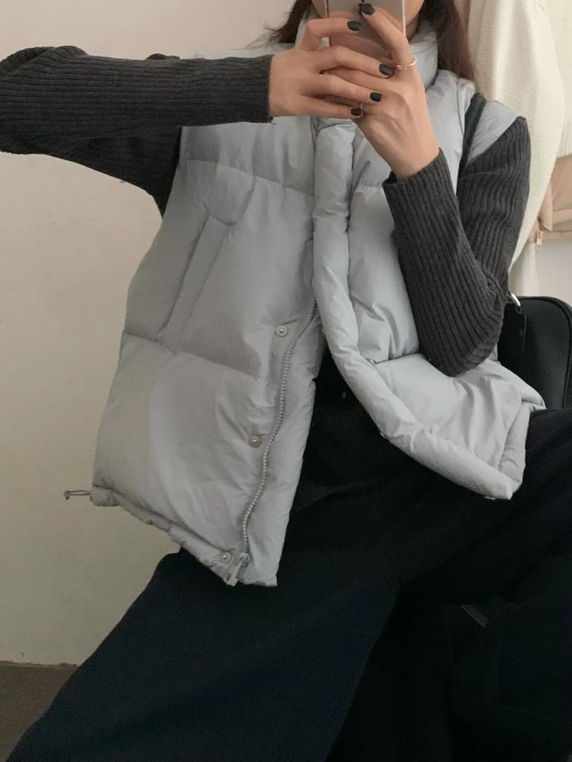 女士韩版秋冬立领短款羽绒马甲百搭外穿保暖