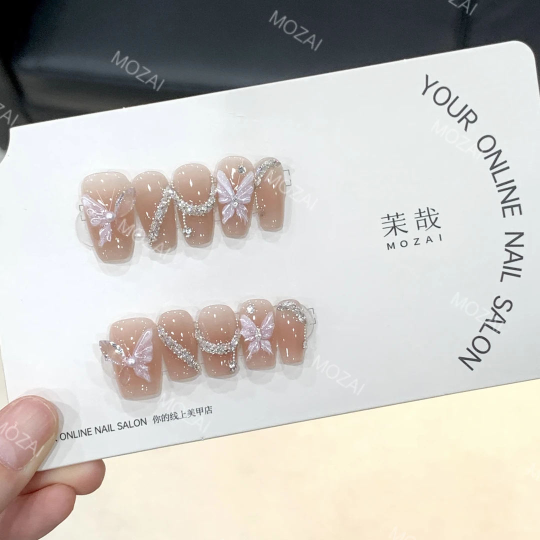 茉哉瑞瑞【月下轻舞】纯手工定制美甲可拆卸穿戴甲A3138r