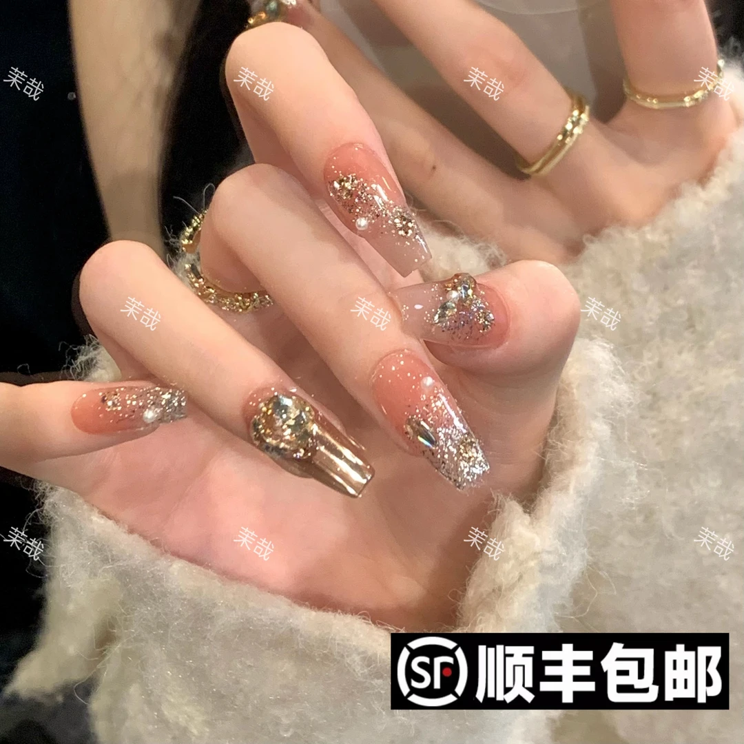 茉哉V【神明少女】纯手工定制美甲可拆卸穿戴甲A3273