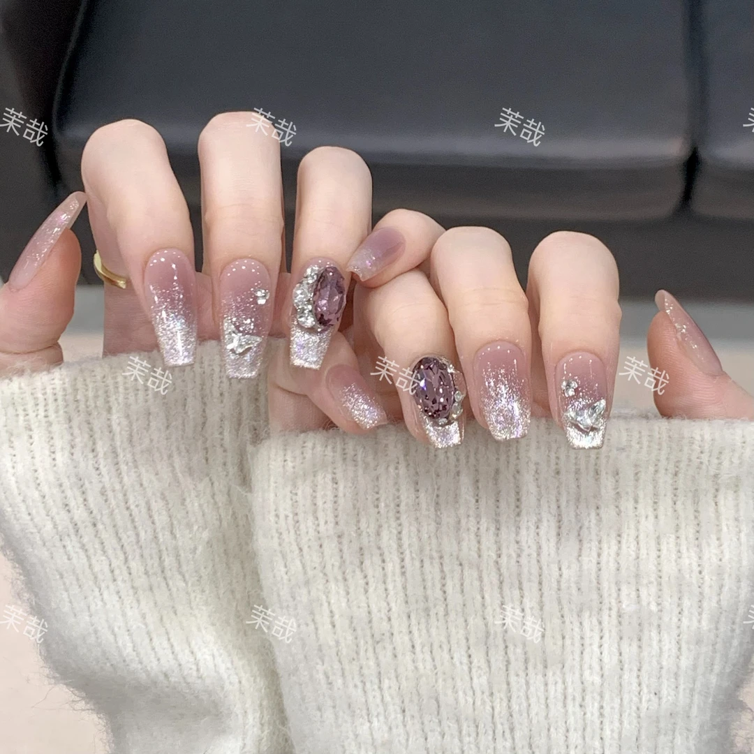茉哉KK【葡萄冰萃】纯手工定制美甲可拆卸穿戴甲A3417