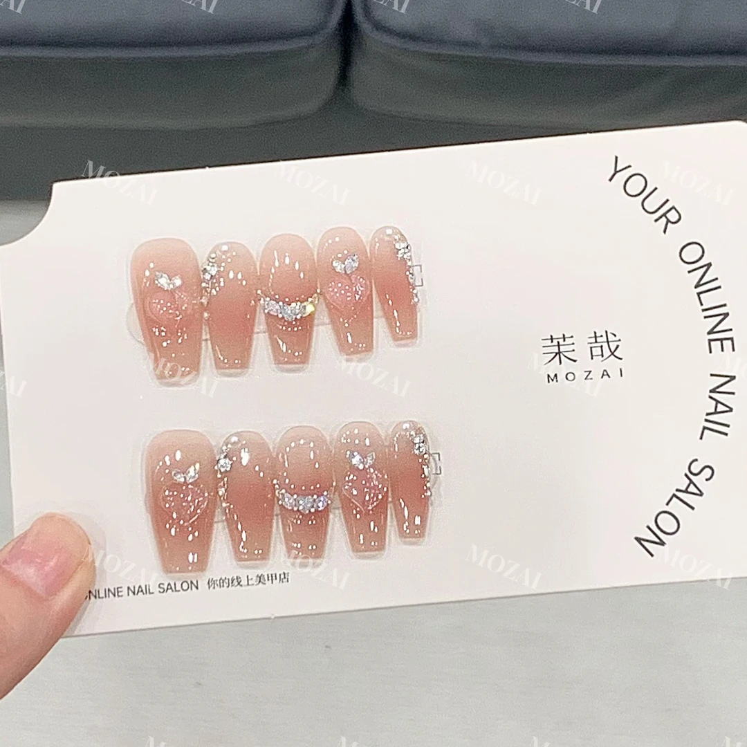 茉哉瑞瑞【白桃乌龙】纯手工定制美甲可拆卸穿戴甲A3139r