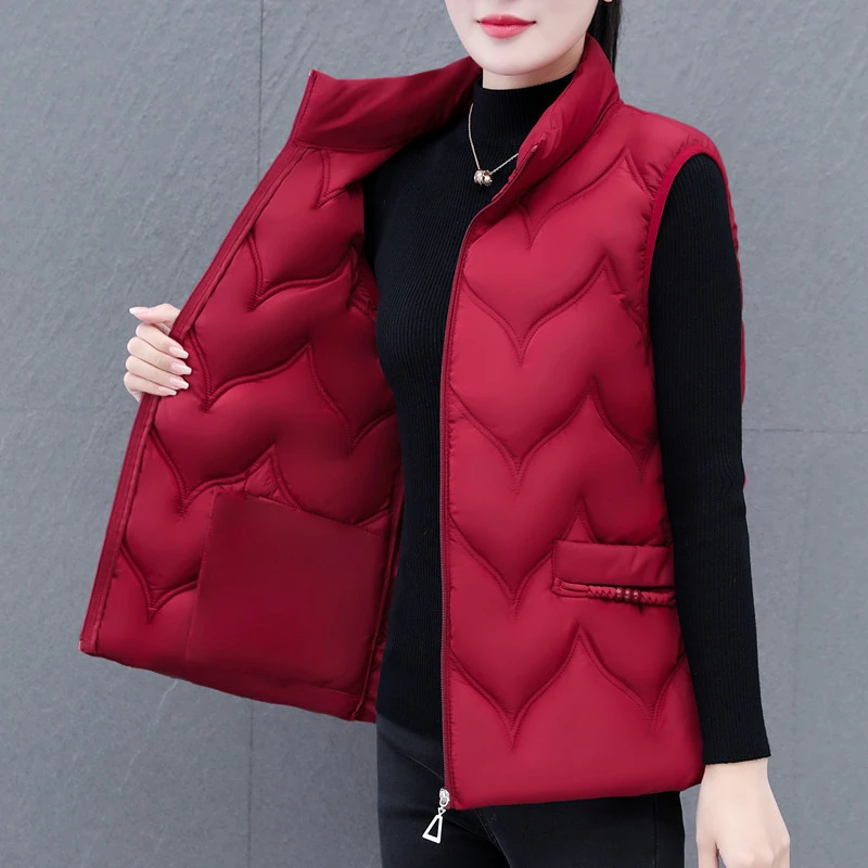 棉马甲妈妈秋冬棉马甲女加厚短款坎肩中老年人秋装外套中年背心