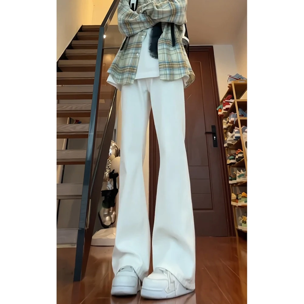 白色cleanfit弯刀牛仔裤男款高个子加长vibe裤子直筒不贴腿微喇裤