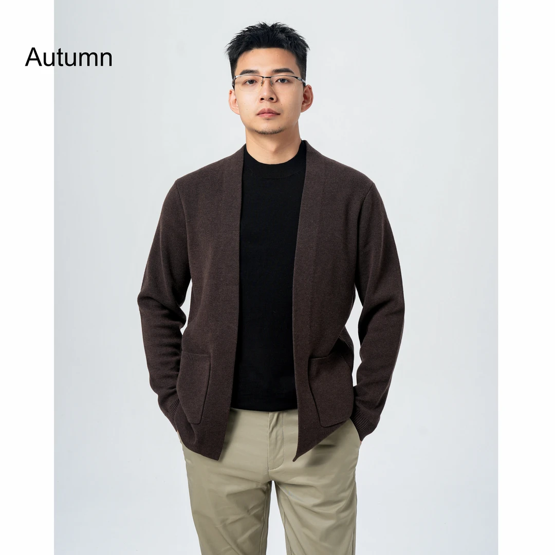 【早秋百搭开衫】男士纯色可机洗针织开衫一线成衣180801