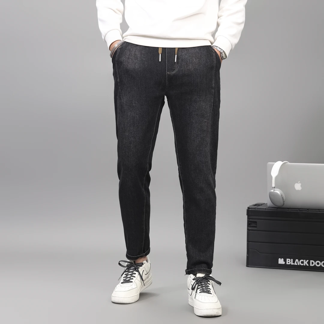 2025春季新款松紧腰弹力百搭牛仔裤男潮流修身小直筒显瘦男裤#662