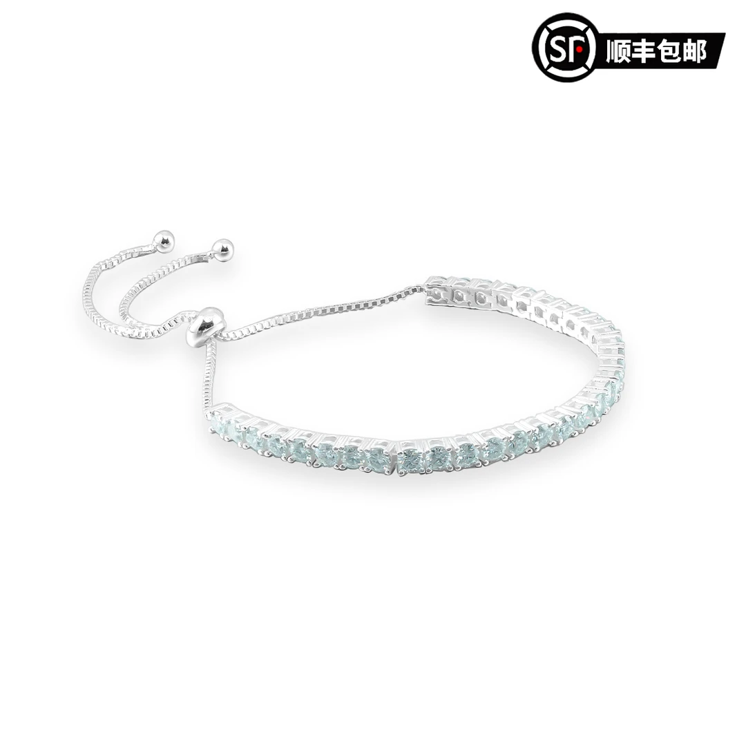 WIC淡水蓝莫桑马尔代夫透明可调节手链SL032