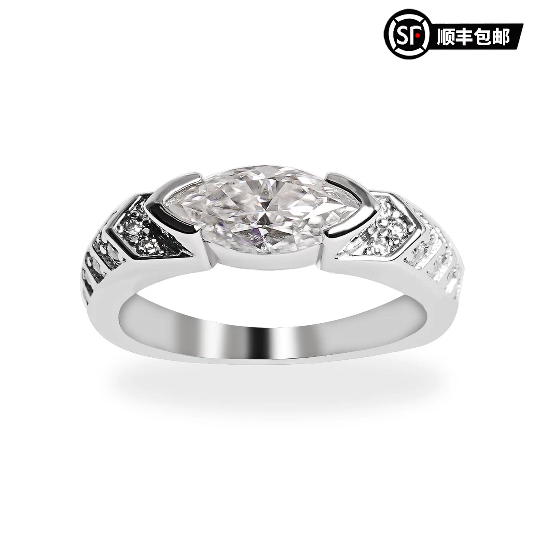 925银莫桑石戒指 WIC 925银莫桑钻荷鲁斯之眼2.0盔甲男女百搭戒指