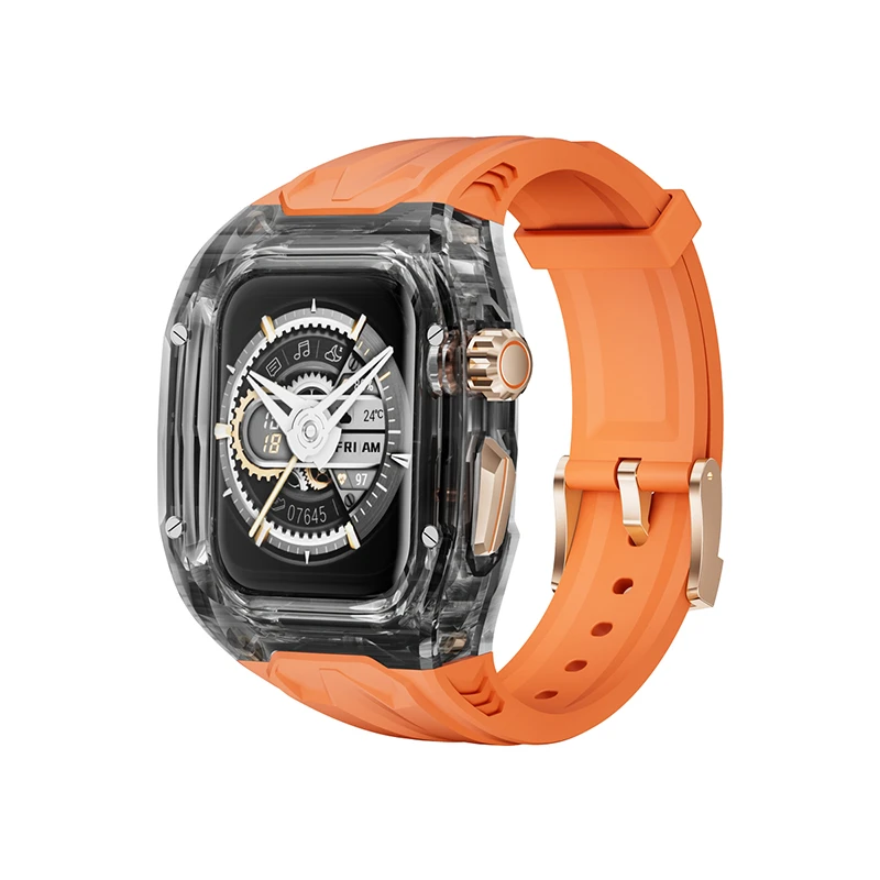 AppleWatch手表苹果S8表带iwatch7男女高级透明s9改装保护壳6夏季