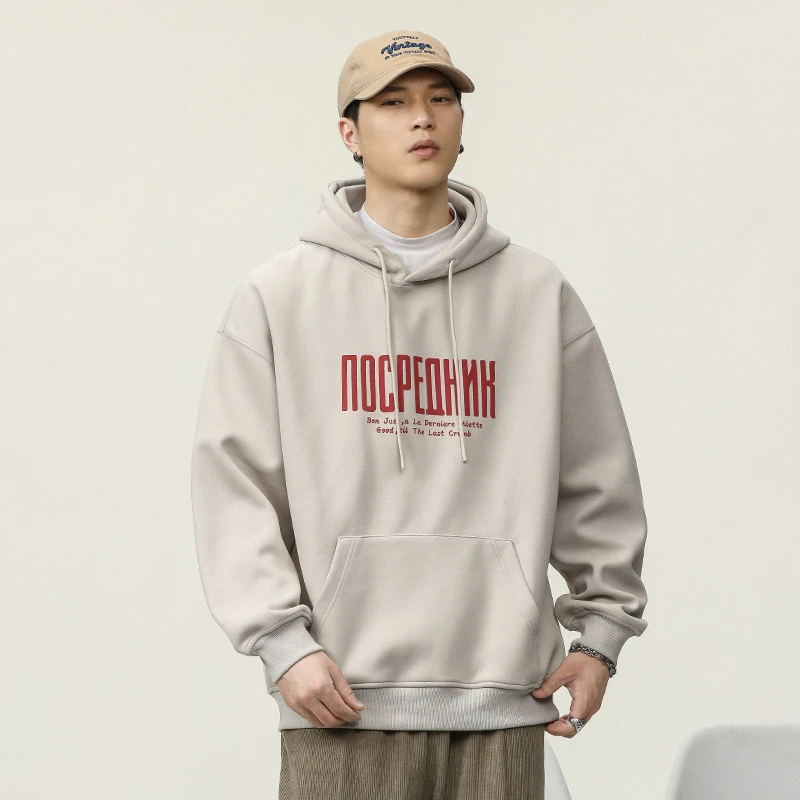 秋季新款百搭连帽套头卫衣男士宽松休闲外套男女美式高街2357