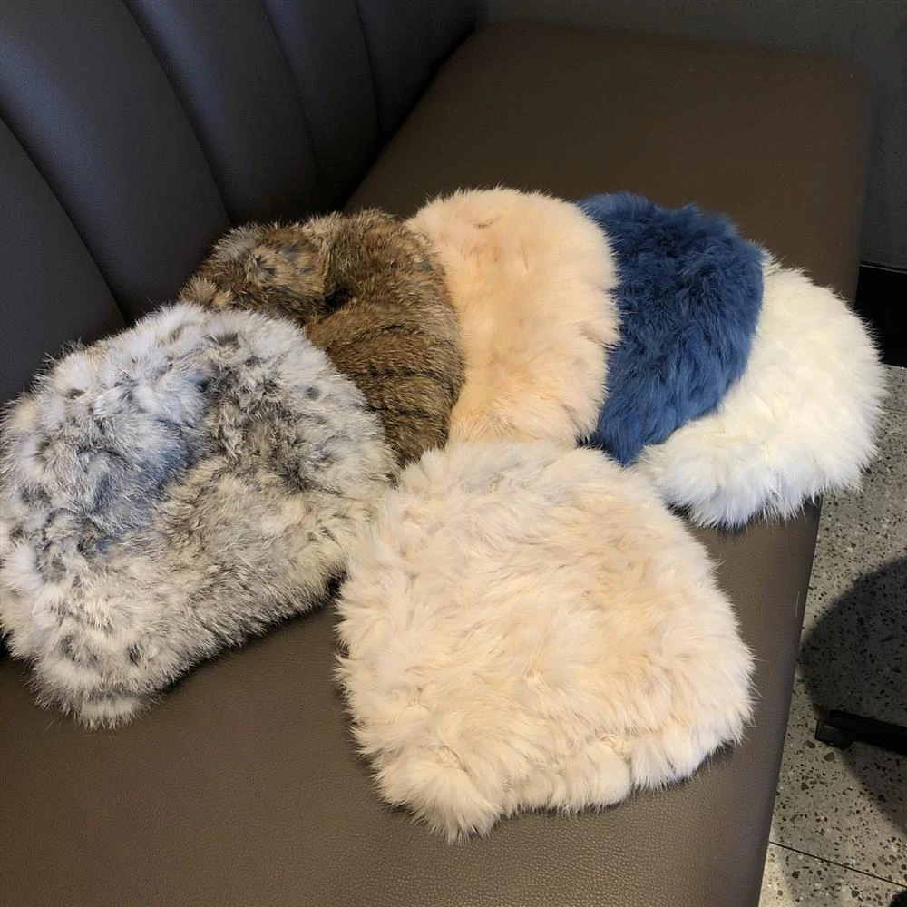 真兔毛帽女秋冬天加厚保暖盆帽韩版潮百搭冬季毛绒手工皮草毛线帽