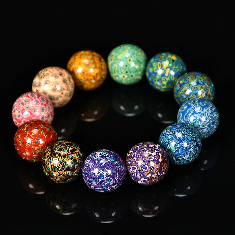 大漆珠手串单珠散珠配珠金刚DIY欧珀国风佛珠男女非遗手工20mm